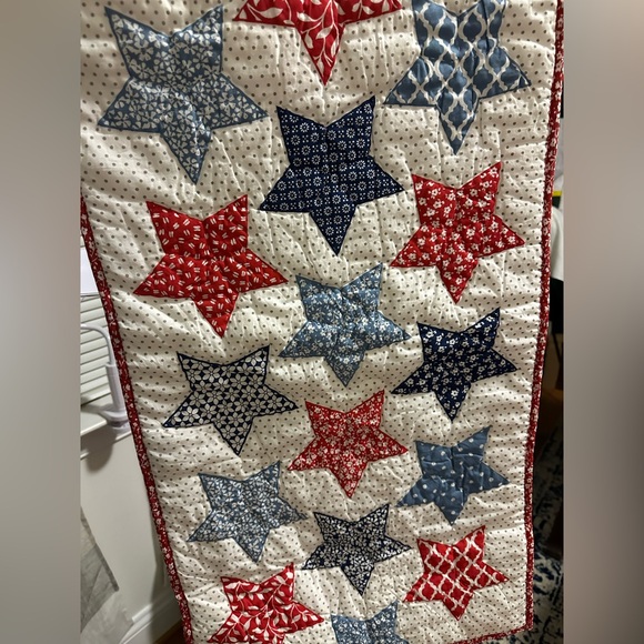 Storehouse Americana Star Table Runner - Red, Blue, White - Picture 3 of 3